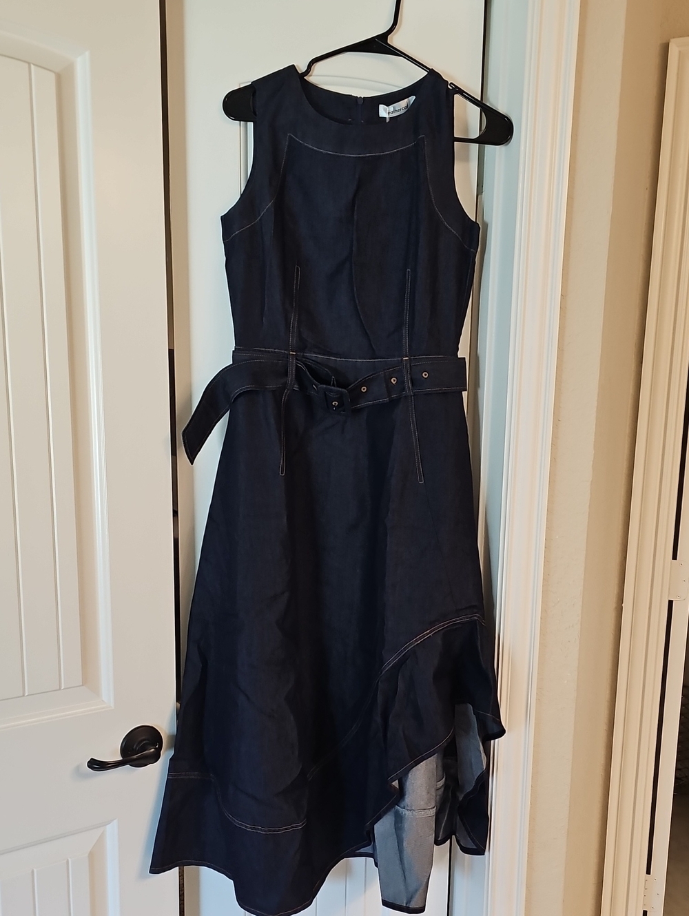 Sleeveless Denim Belted Dress